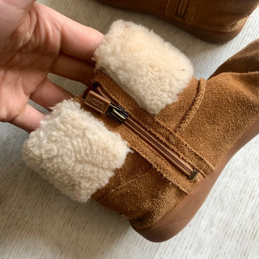 UGG Toddler Girls' Ramona Boots‎ Chestnut Suede Shearling Size 12